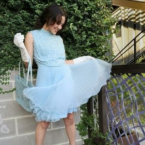 Sold 1960's Beaded and Pleated Cocktail Dress